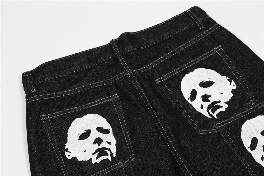 Jean en denim imprimé visage