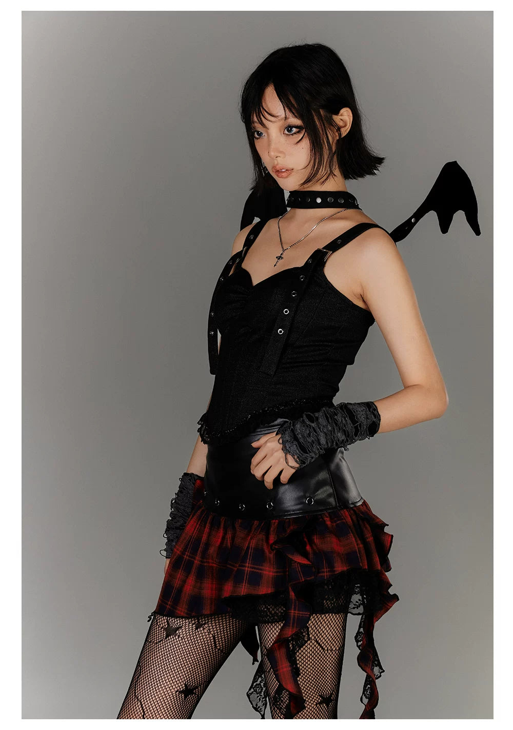 Strap Buckle Lace Corset Top