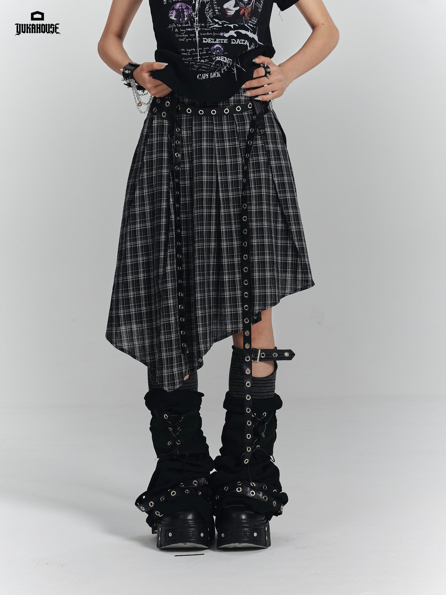Irregular Plaid A-Line Skirt