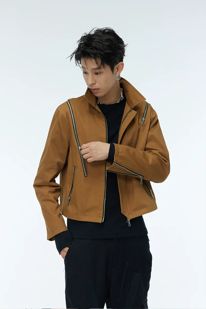 Multiple Zipper Irregular Structure Jacket