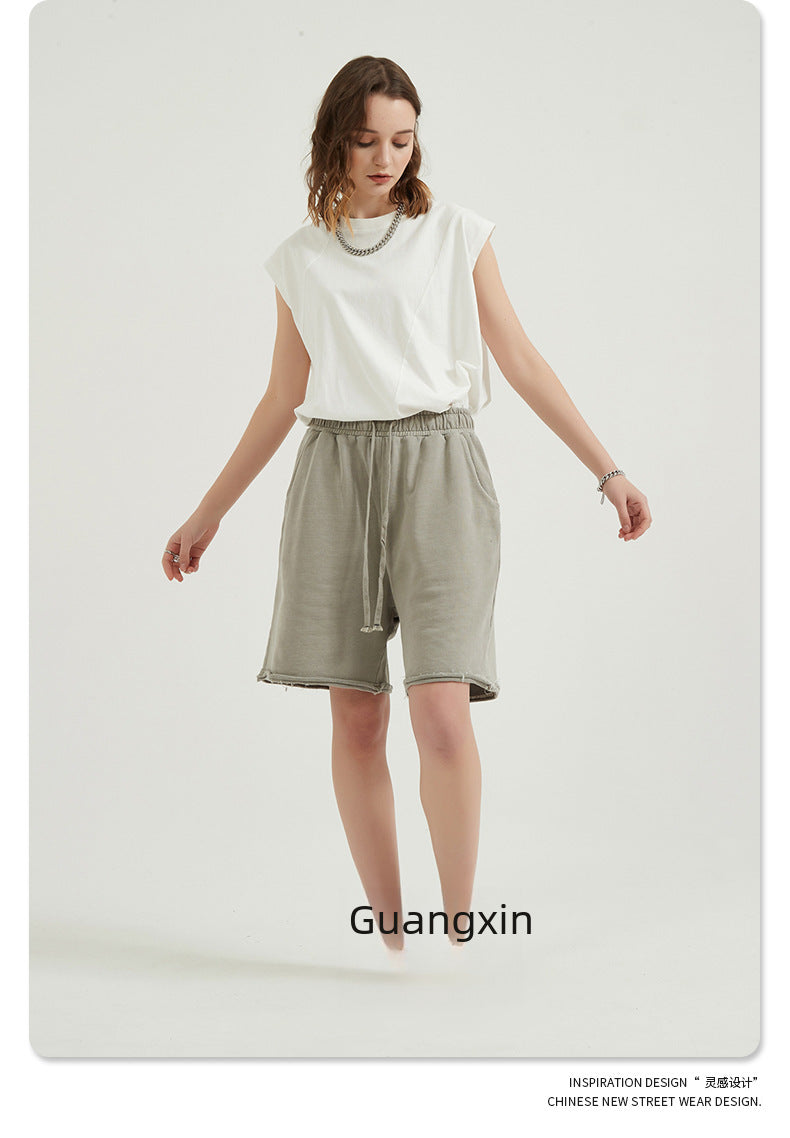 Washed Vintage Raw Edge Short Sweatpants