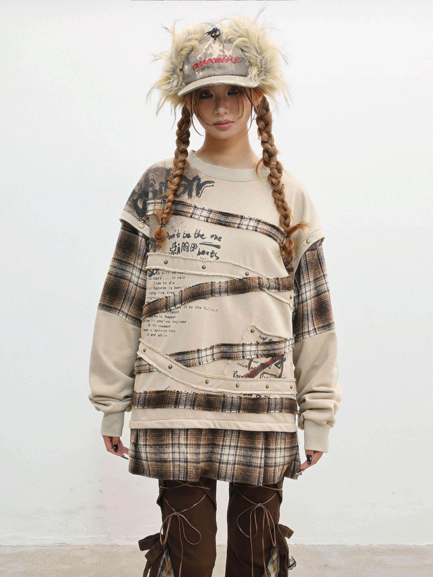 Wasteland Print Detachable Sleeve Sweatshirt