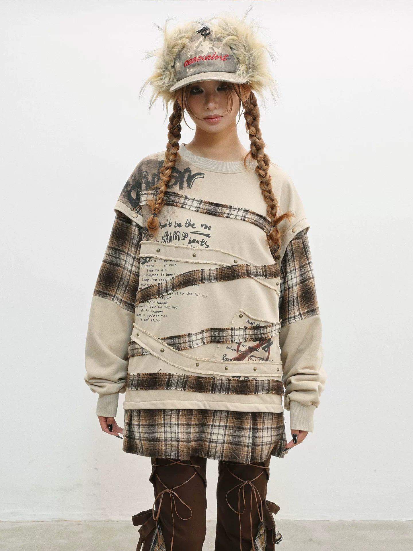 Wasteland Print Detachable Sleeve Sweatshirt
