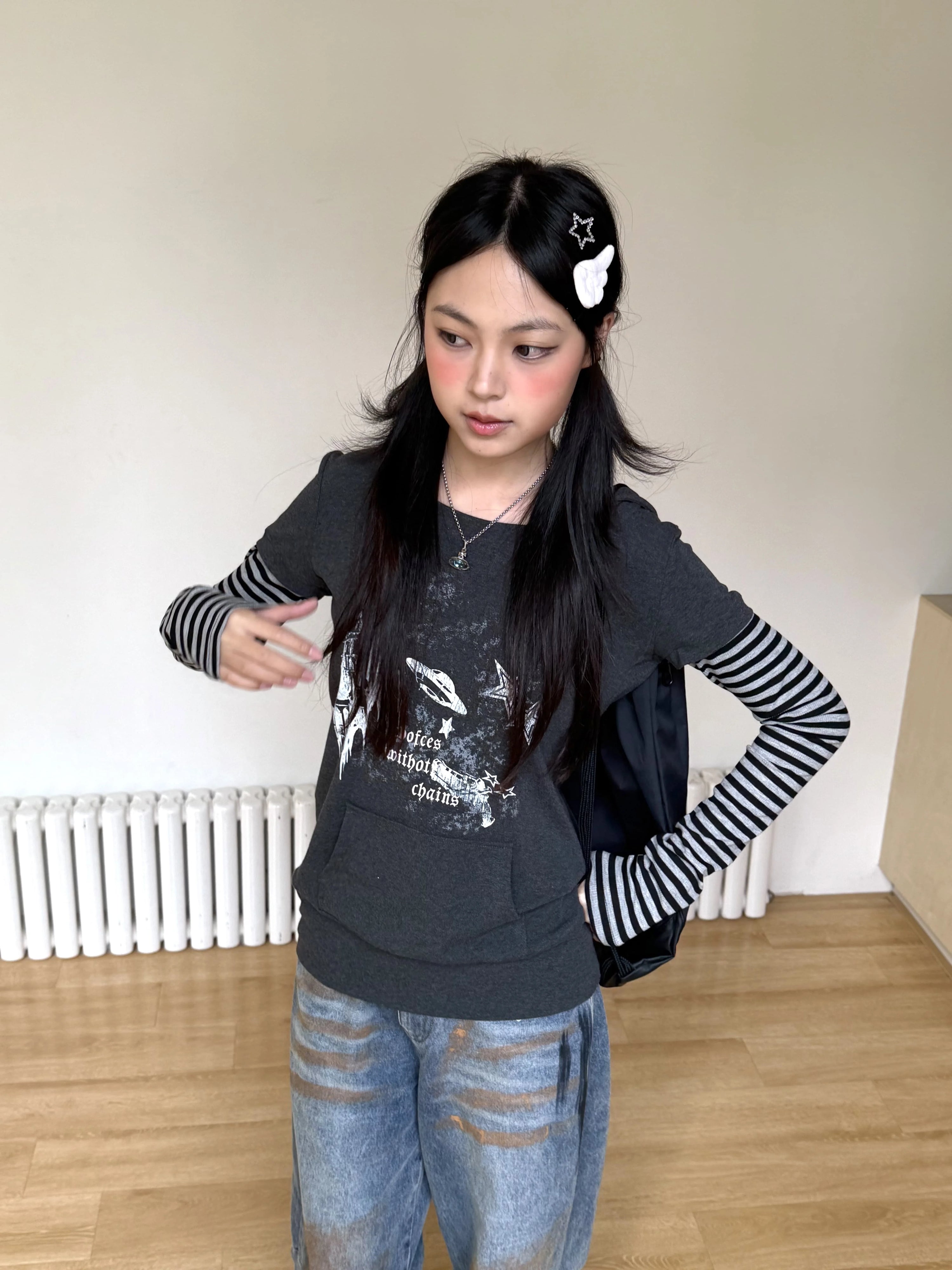 Stripe Patchwork Pullover Hoodie