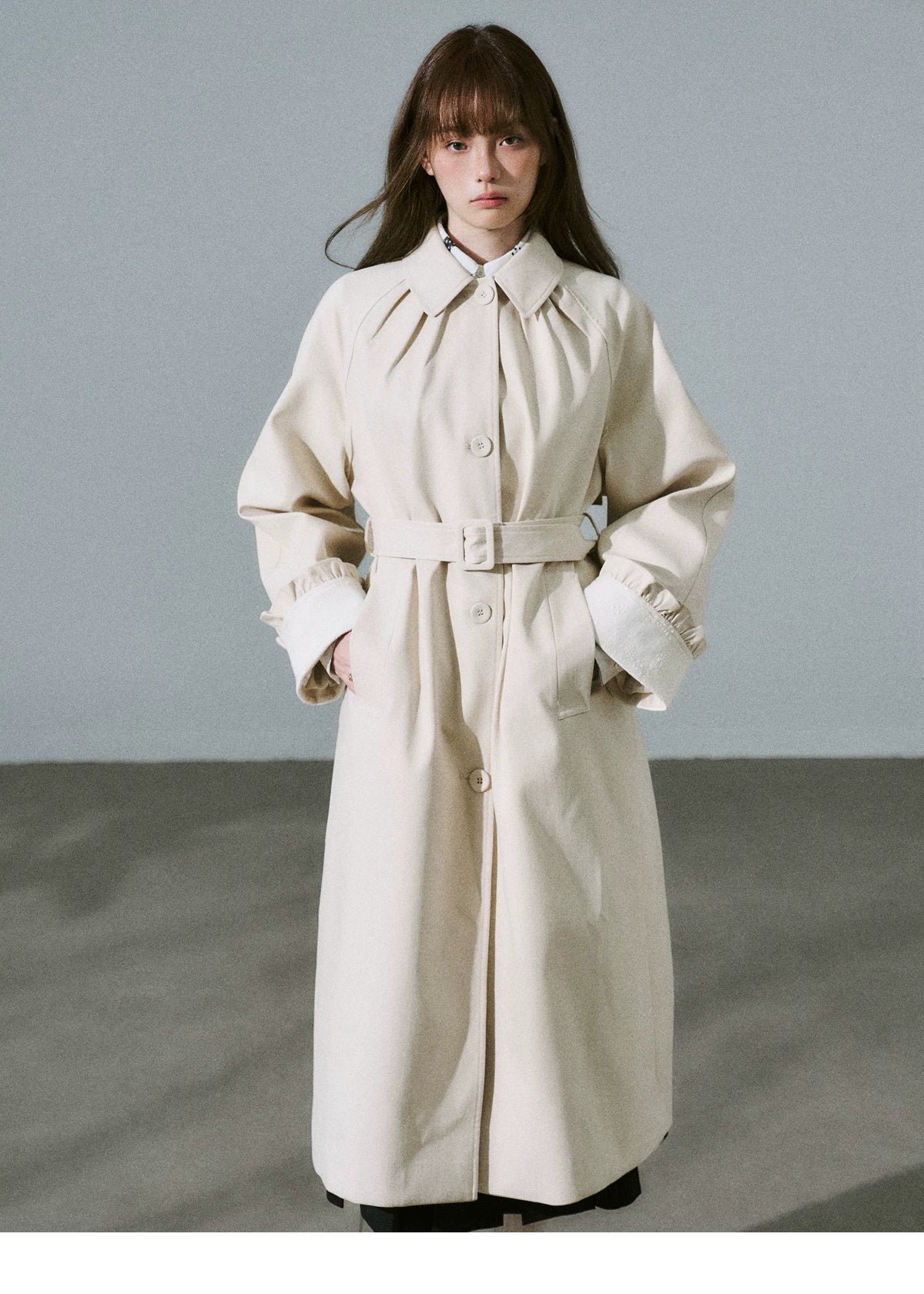 Lyocell Cotton Flower Bud Patchwork Ruffle Coat