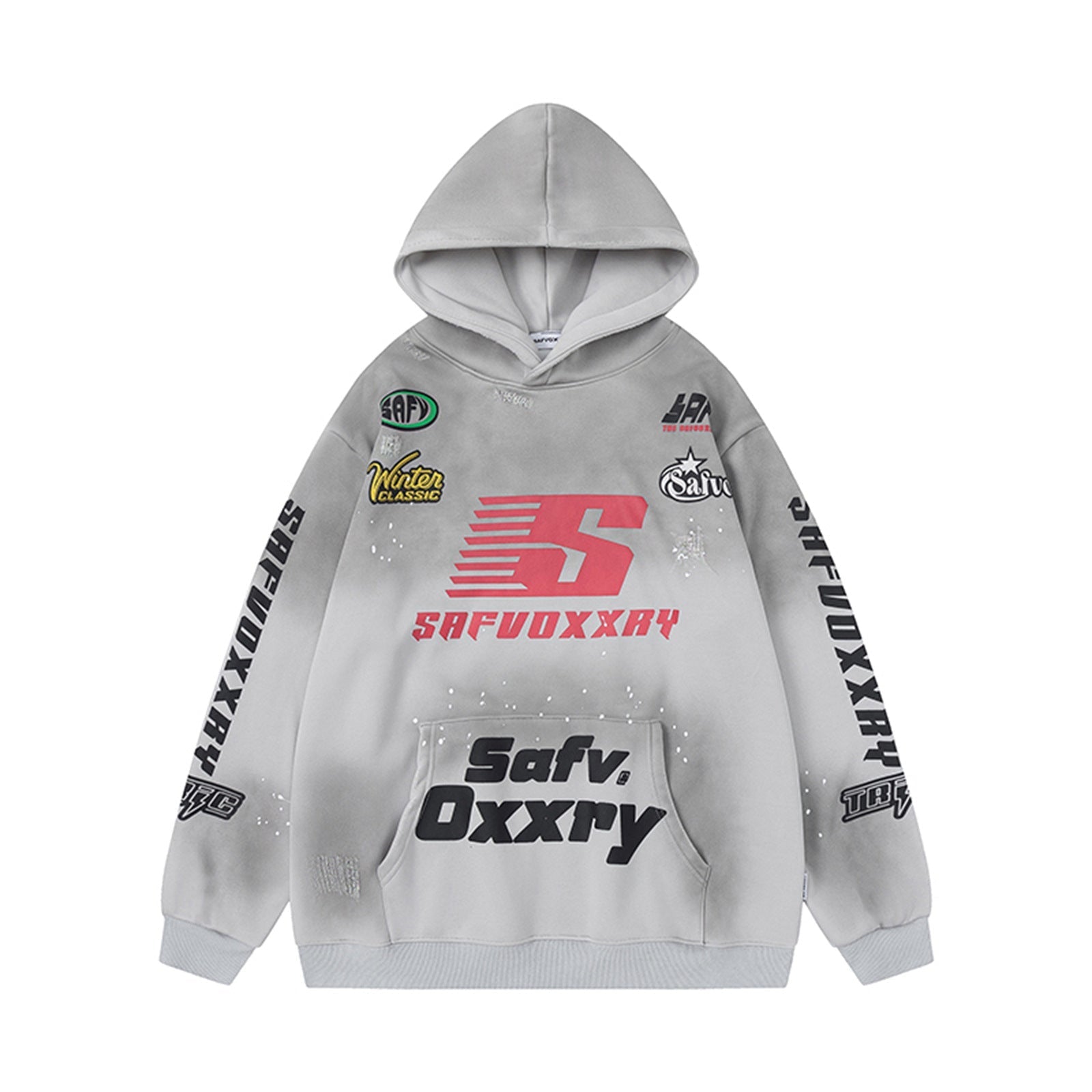Letter Print Fleece Oversize Pullover Hoodie
