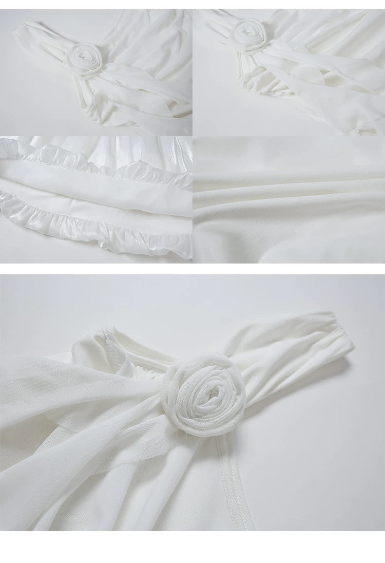 Rose Design A-Line Fluffy Tassel Slim Fit Dress