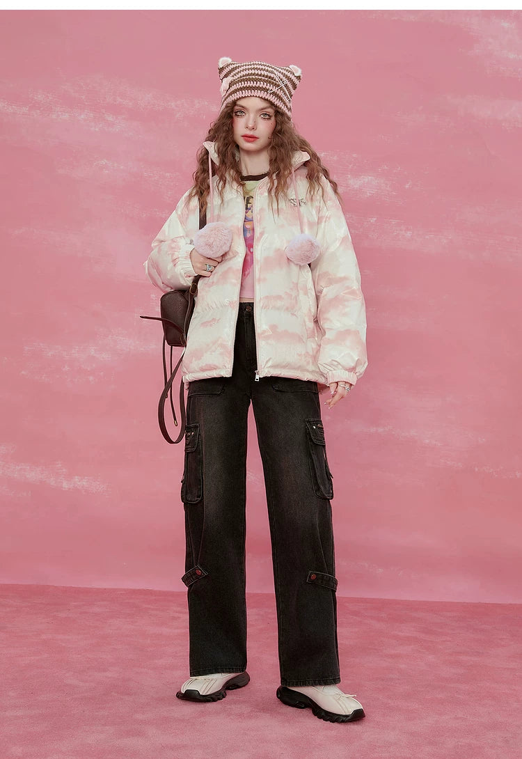 Oversize High-Neck White Duck Down Jacket