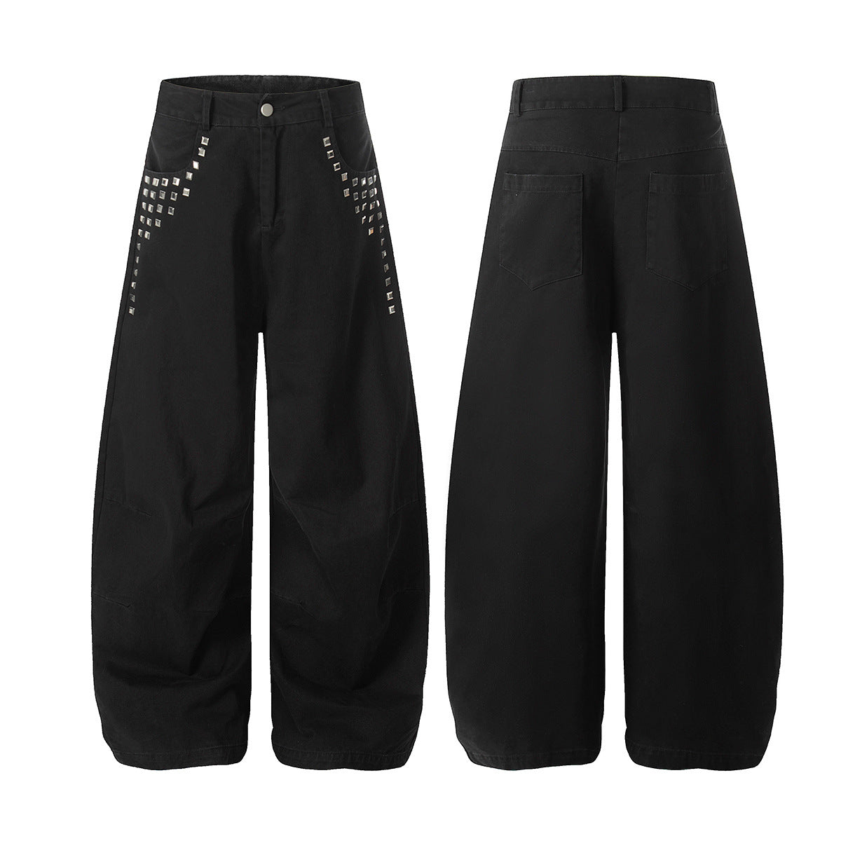 Rhinestone Curved Wide Leg Pants