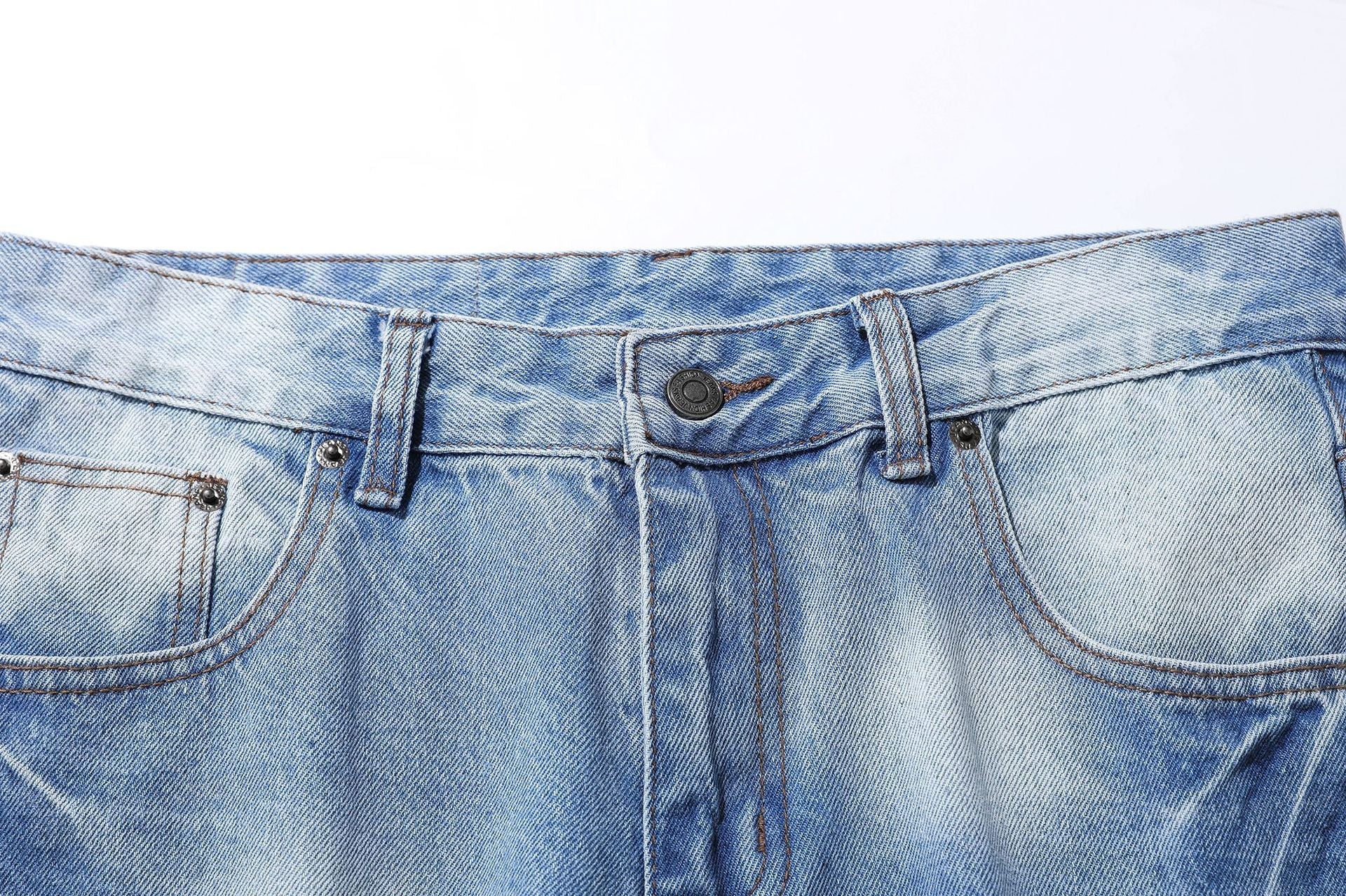 Washed Damage Wide Leg Flare Denim Jeans