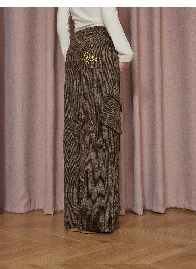 Pantalones cargo rectos de textura de pana