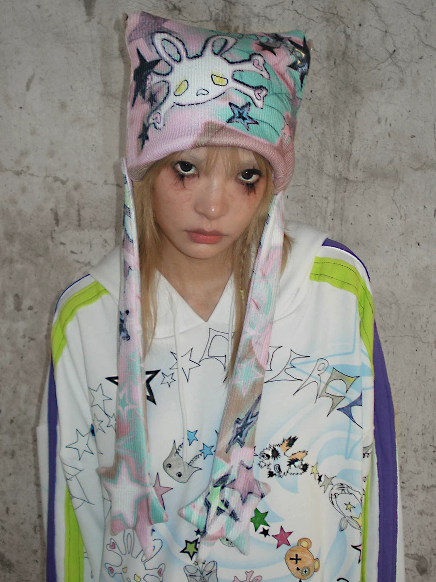 Bonnet en tricot à motif de crâne de lapin
