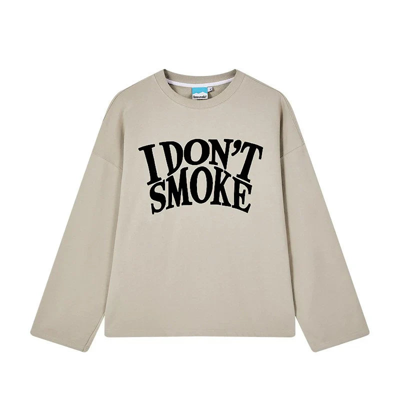 Oversize Cotton Long Sleeve Round Neck Sweatshirt