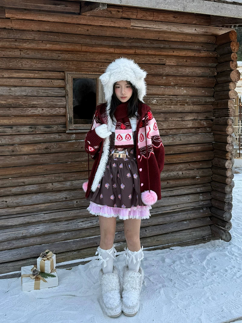 Strawberry Cake Knit Cardigan
