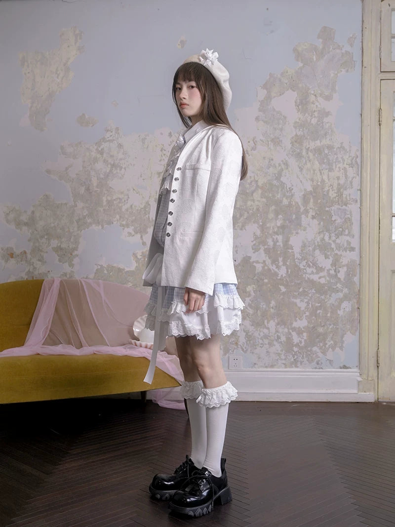 Rose Jacquard Sailor Collar Jacket
