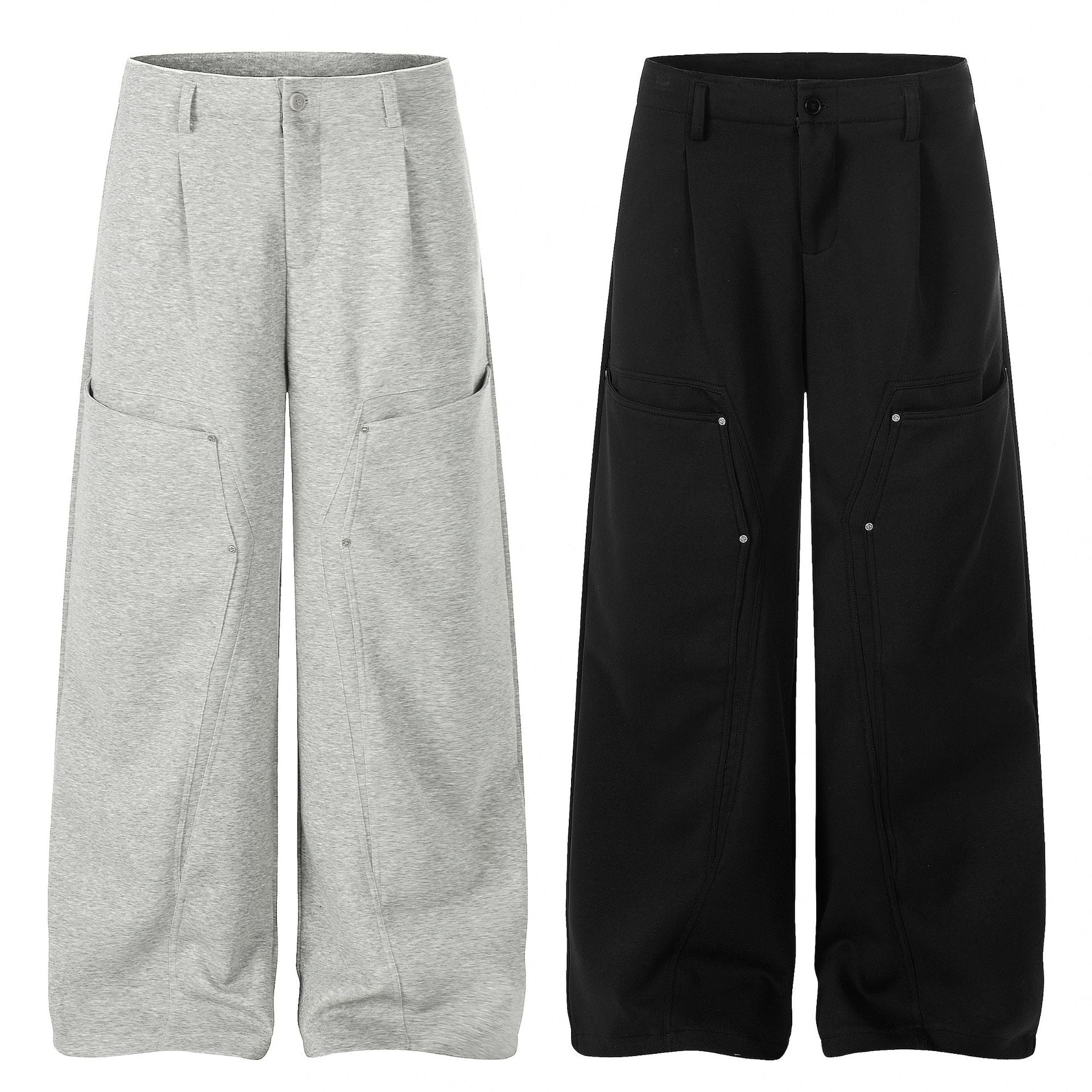 Deconstruction Irregular Curved Seam Wide Leg Sweatpants