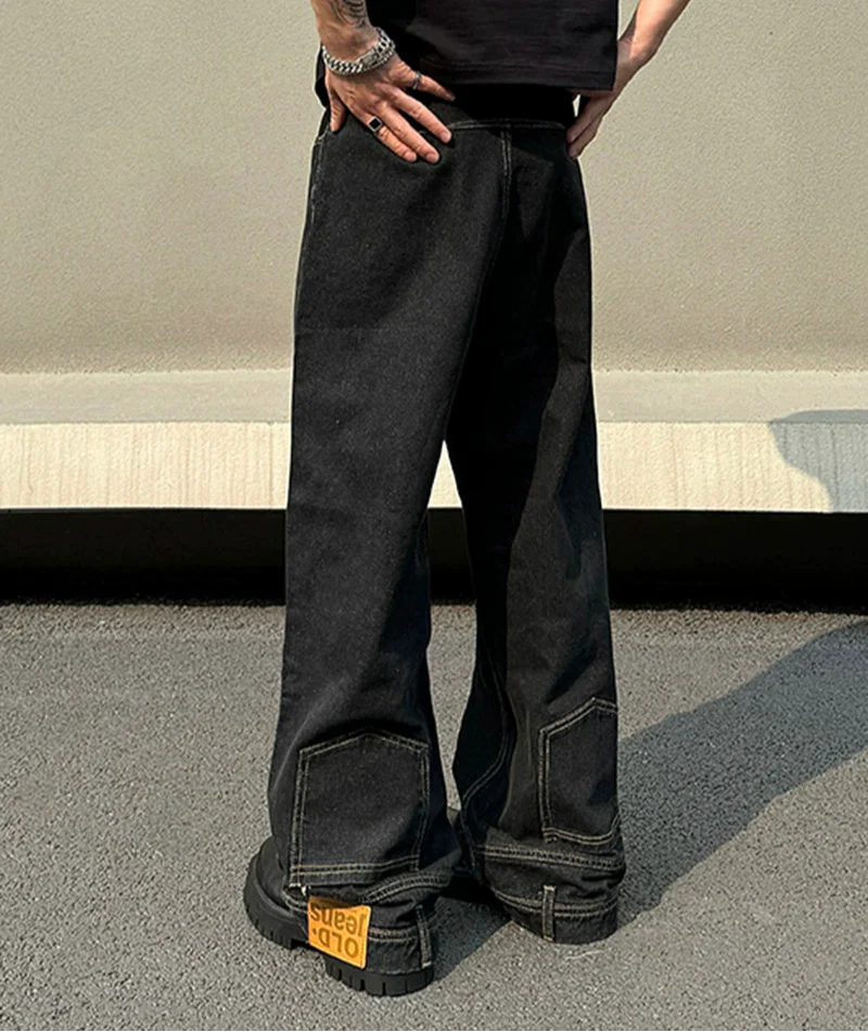 Reversed Design Straight Denim Short & Denim Jeans
