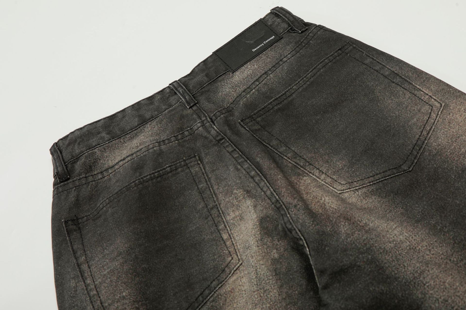 Washed Fade Whisker Wide Leg Straight Denim Jeans