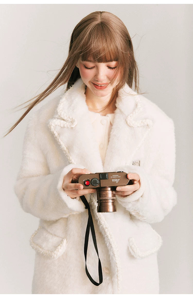 Loose Plain Fake Woolen Jacket