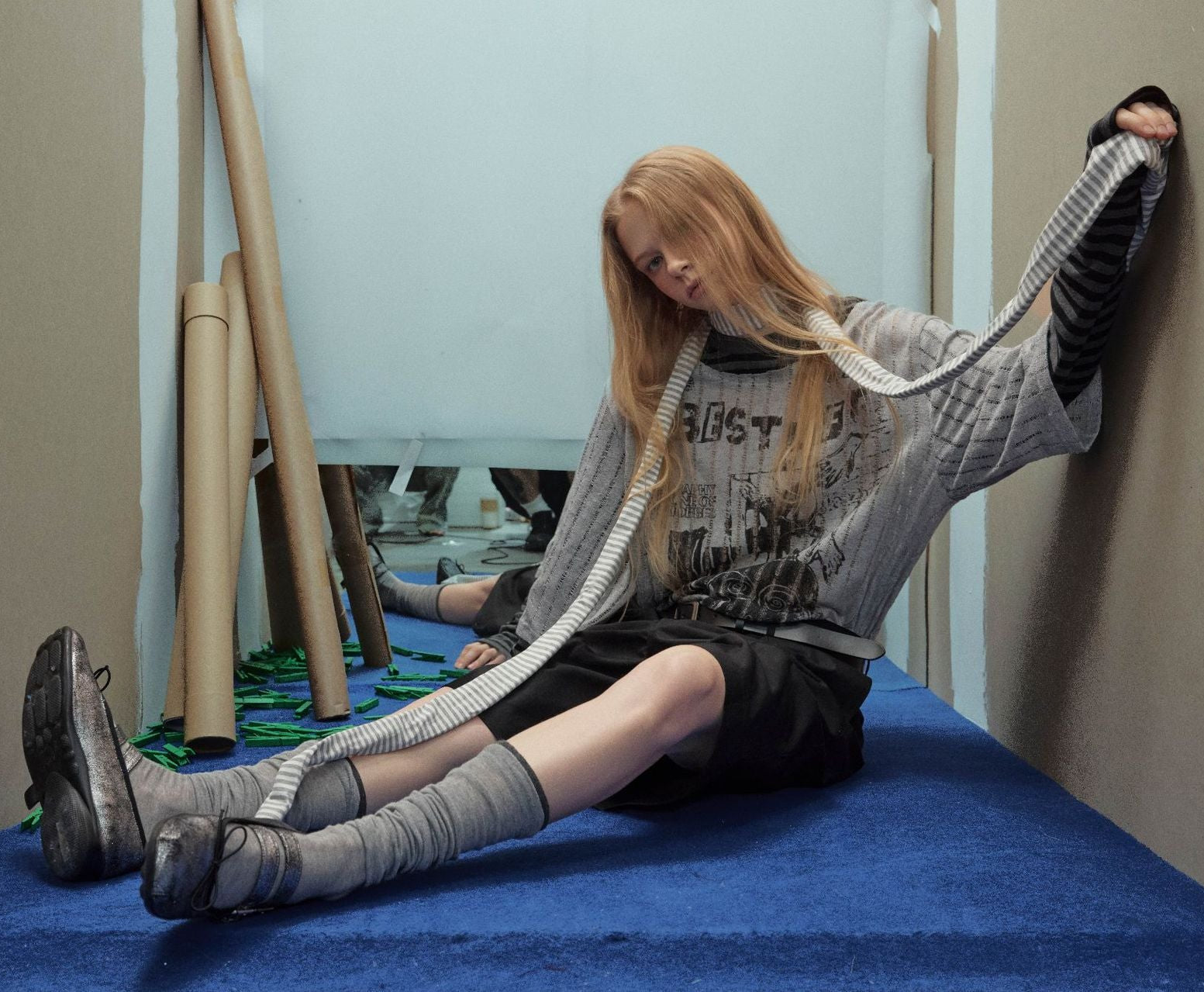 Stripe Fake Layered Graphic Long Sleeve T-Shirt