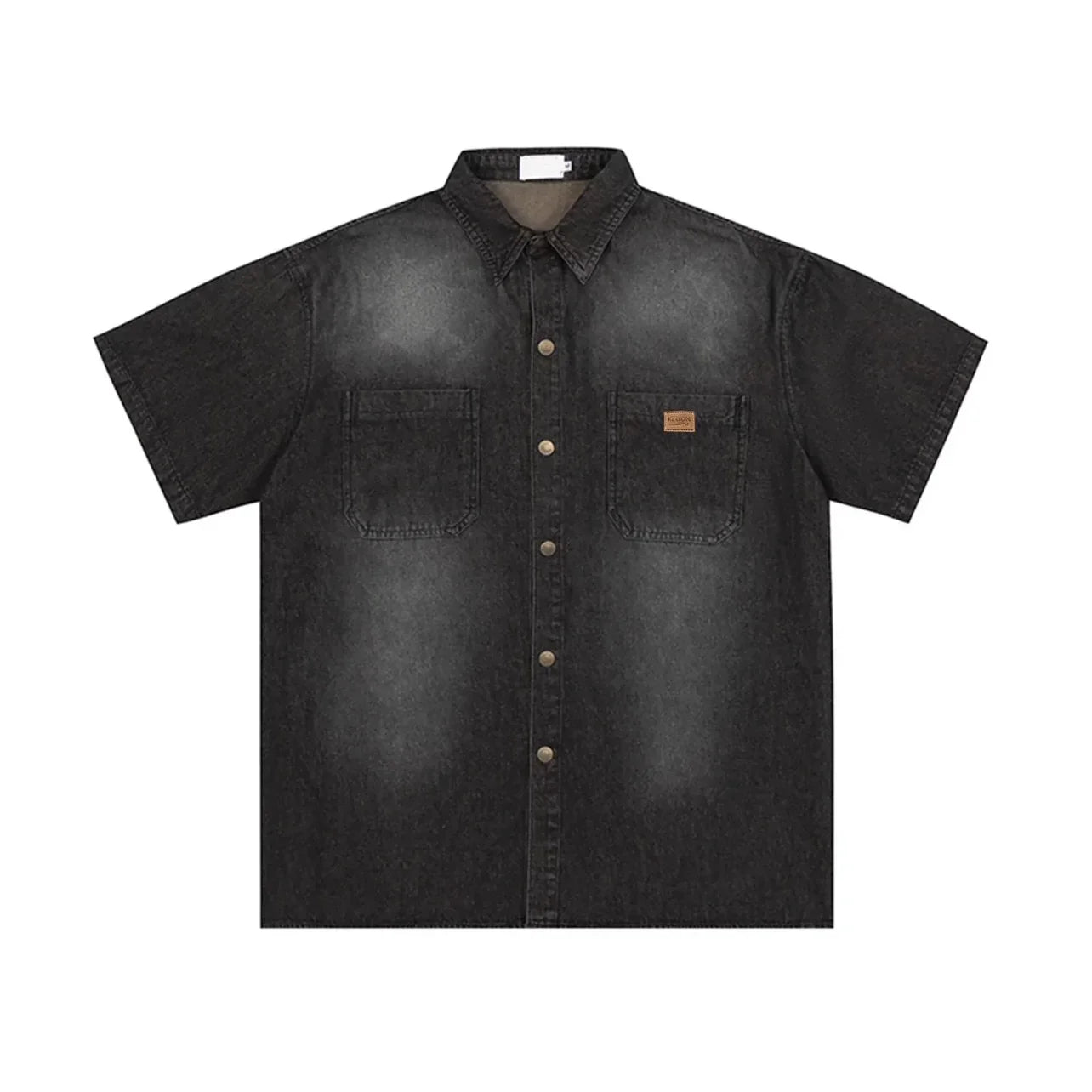 Washed Oversize Denim Short Sleeve Shirt
