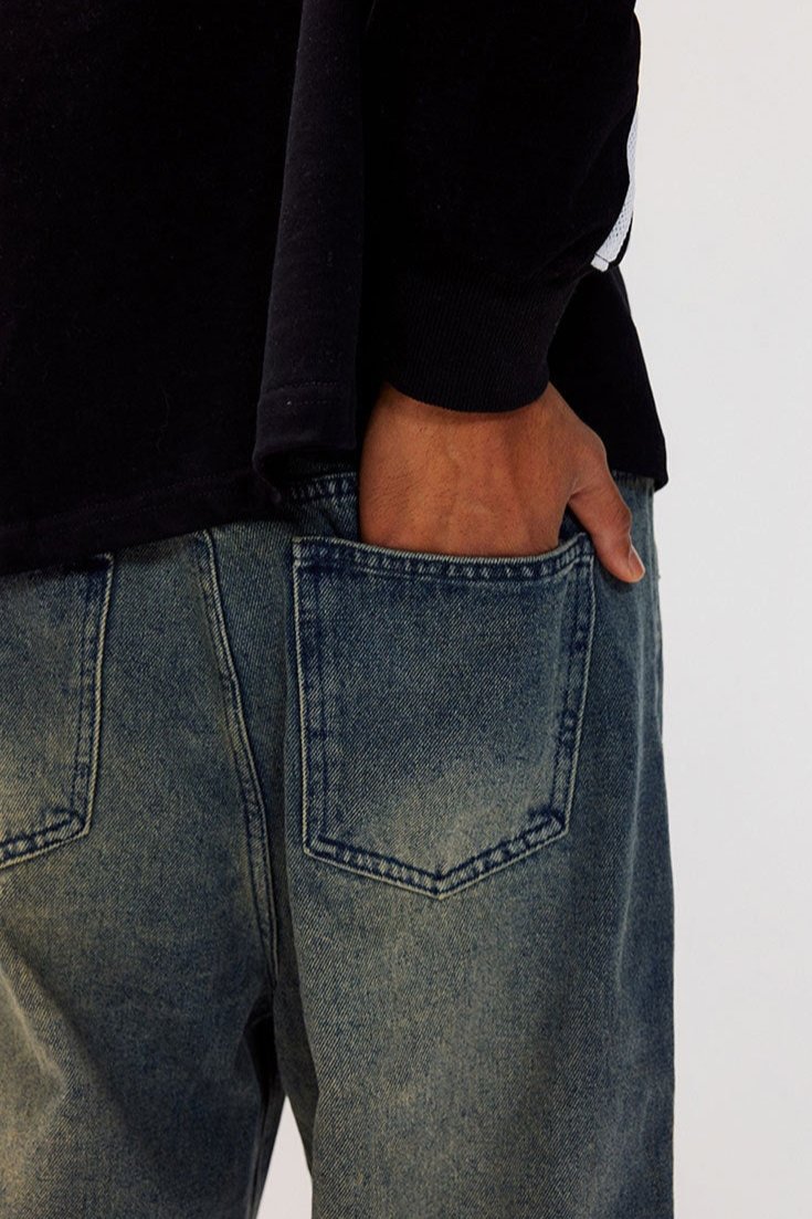 Jean droit bleu rétro