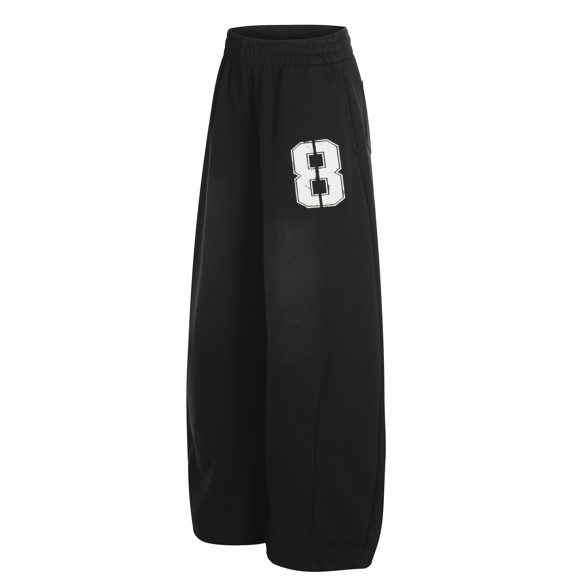 Letter Print Deconstruction Wide Leg Barrel Sweatpants
