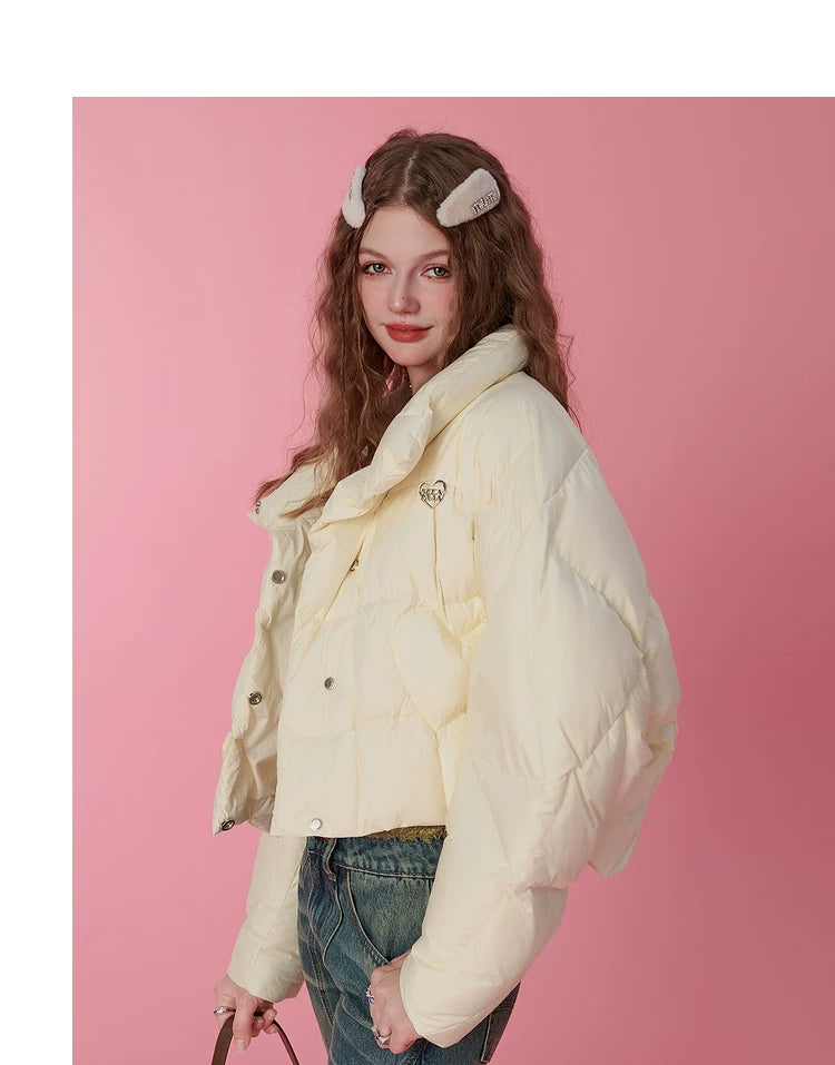 Short Thick White Duck Down Jacket