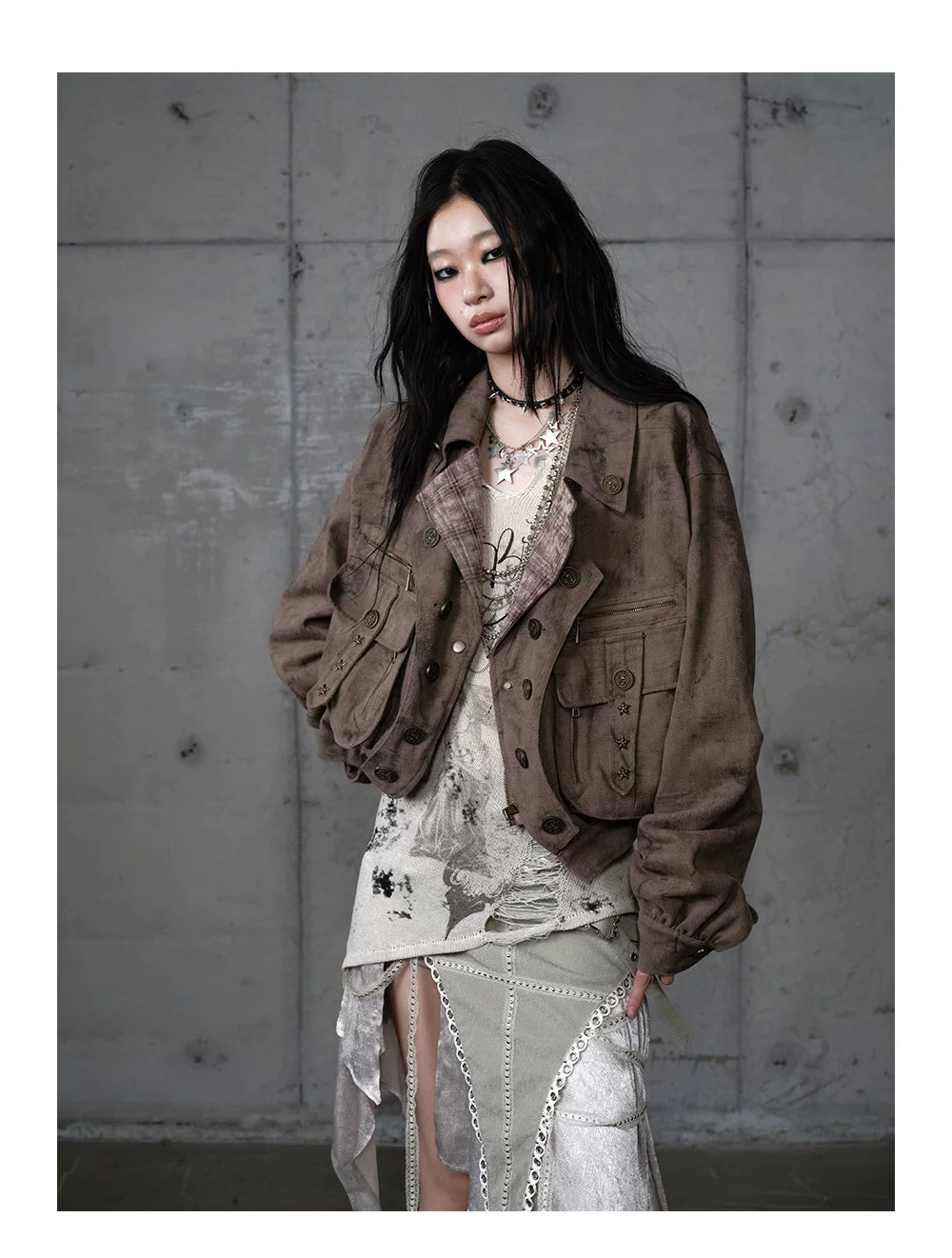 Patchwork Plaid Punk Work Jacket