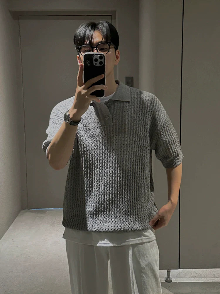 Breathable Collar Oversize Short Sleeve Polo Shirt