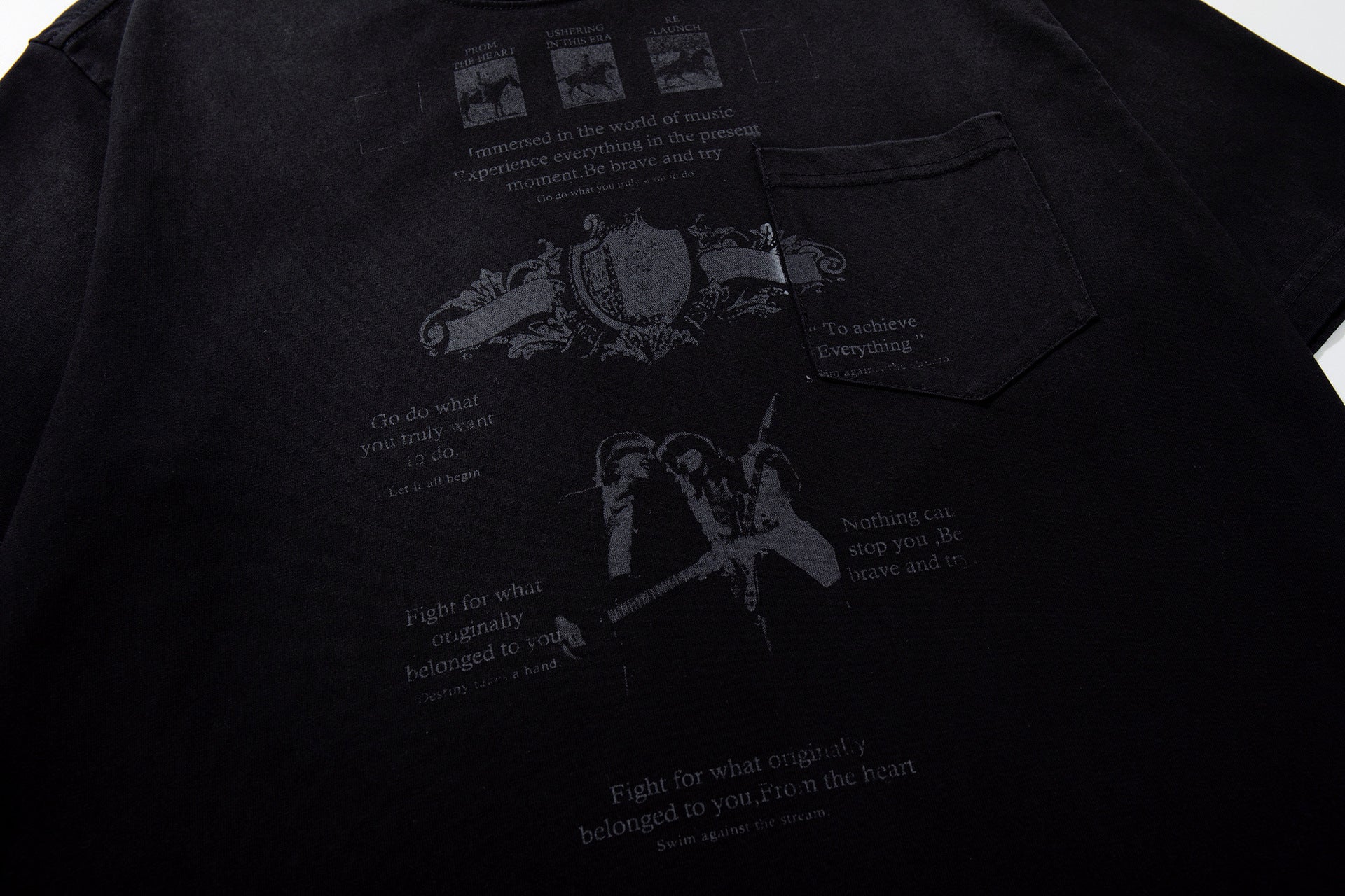 Graphic Print Pocket Design Short Sleeve T-Shirt