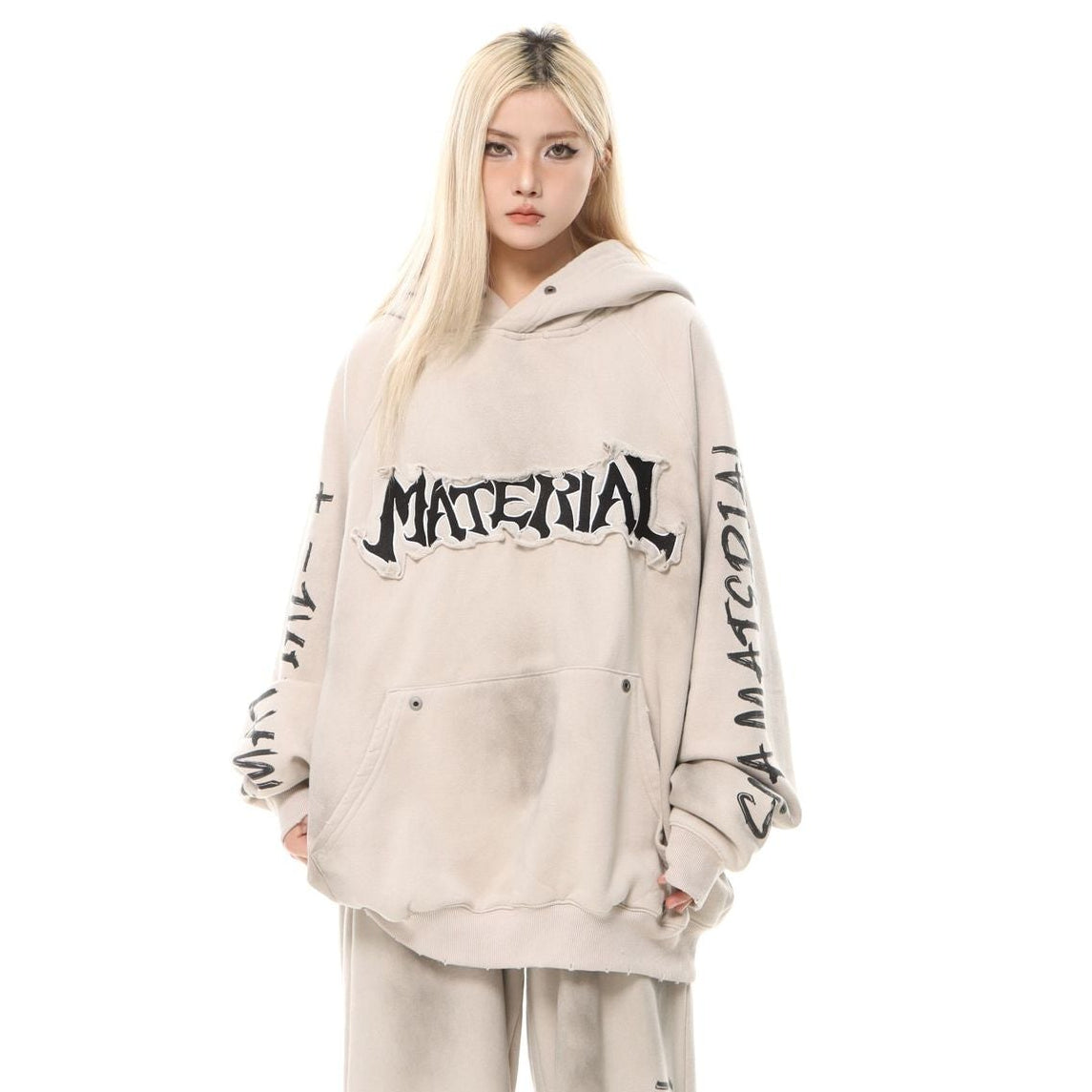 Heavyweight Washed Patch Embroidery Pullover Hoodie