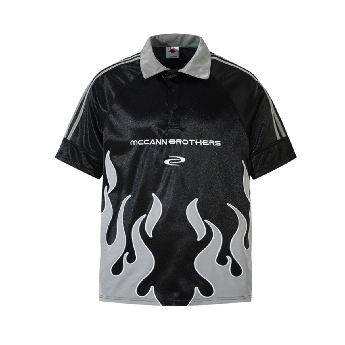 Stripe Flame Print Short Sleeve Shirt