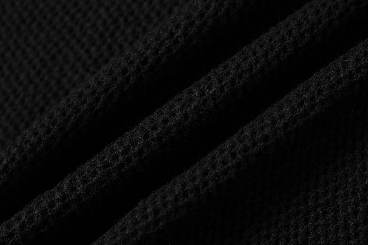 Openwork Short Sleeve Knit Polo Shirt
