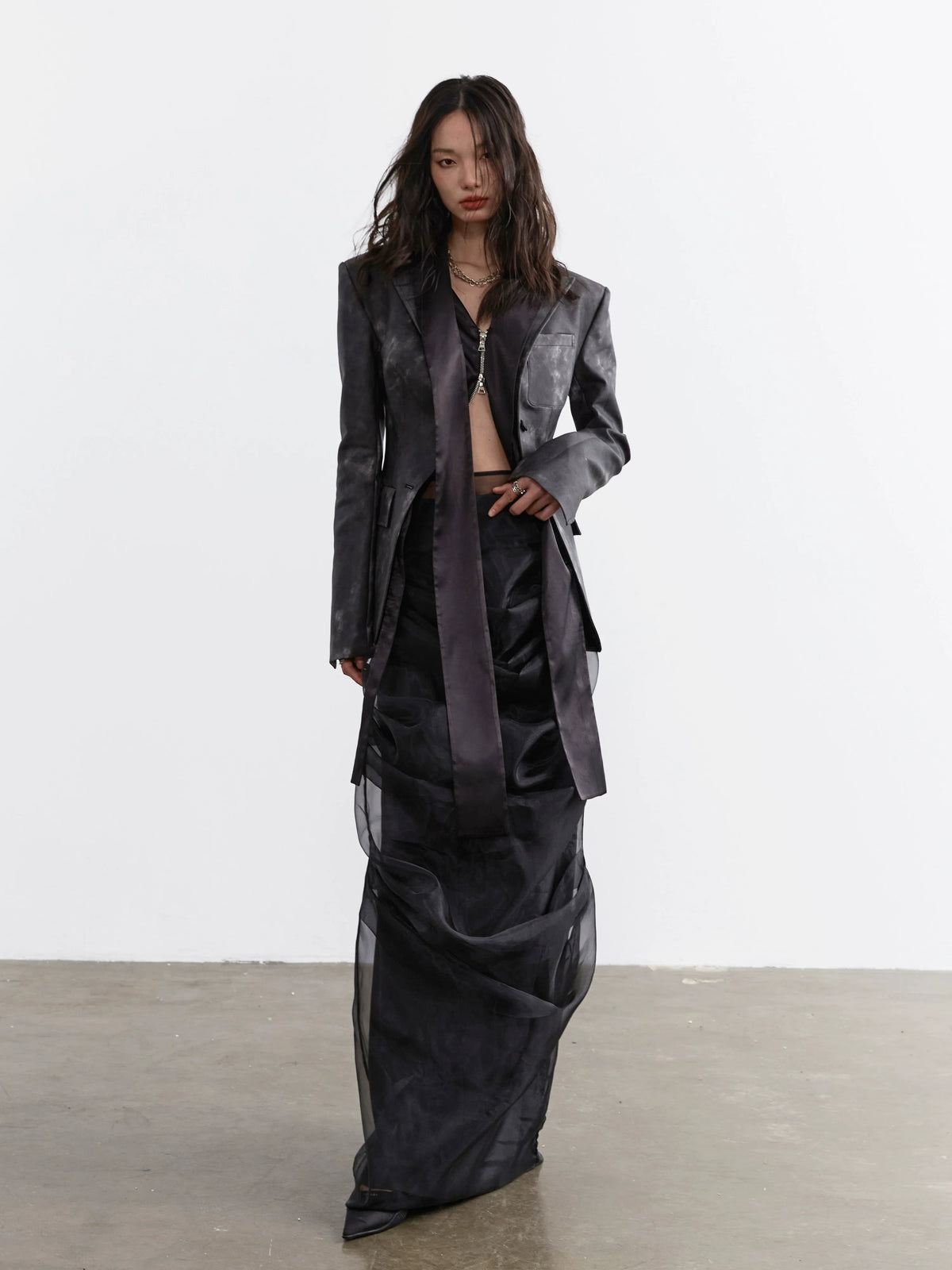 See-Through Chiffon Skirt And Long Skirt