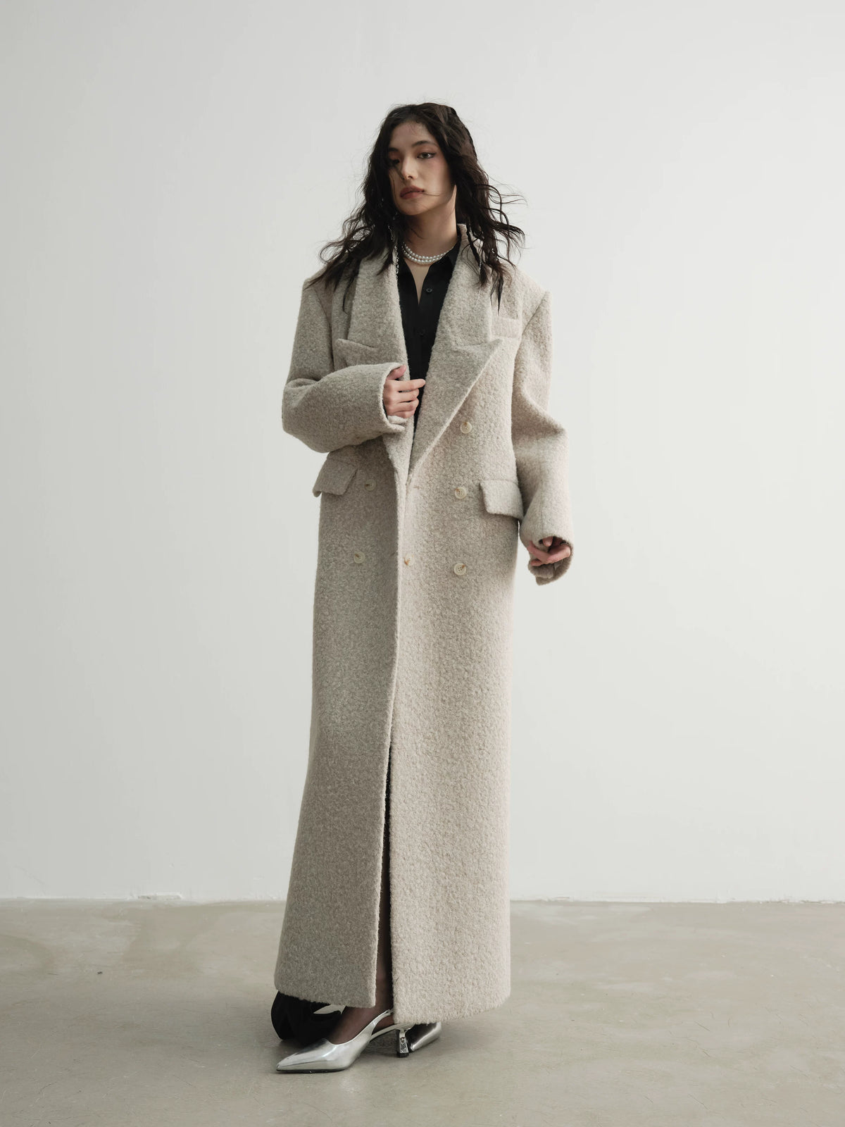 Double Breasted Wool Long Coat