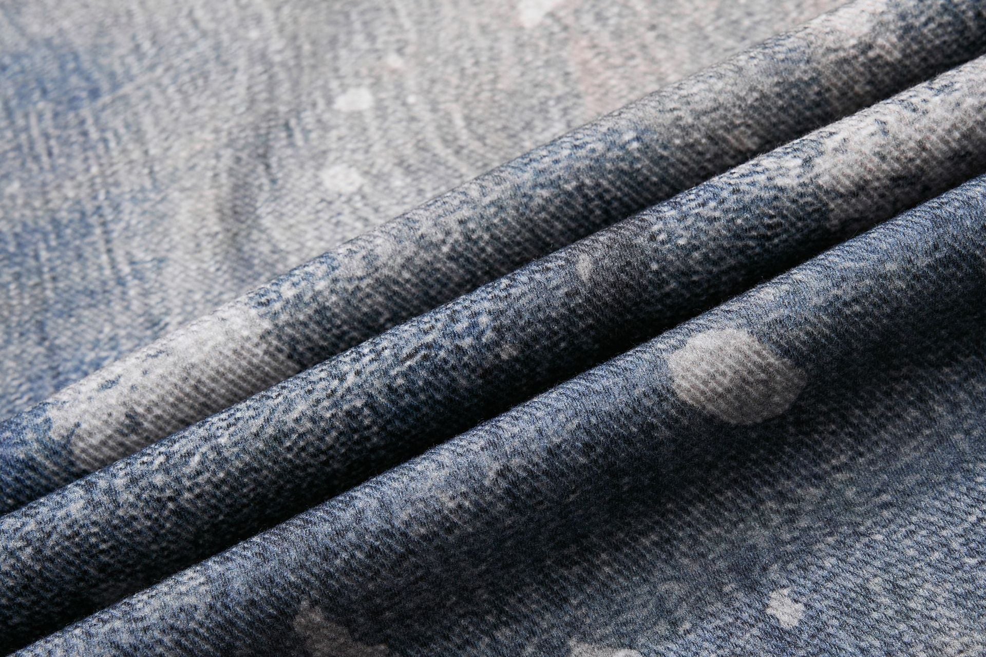 Star Print Fake Layered Curved Wide Leg Denim Jeans