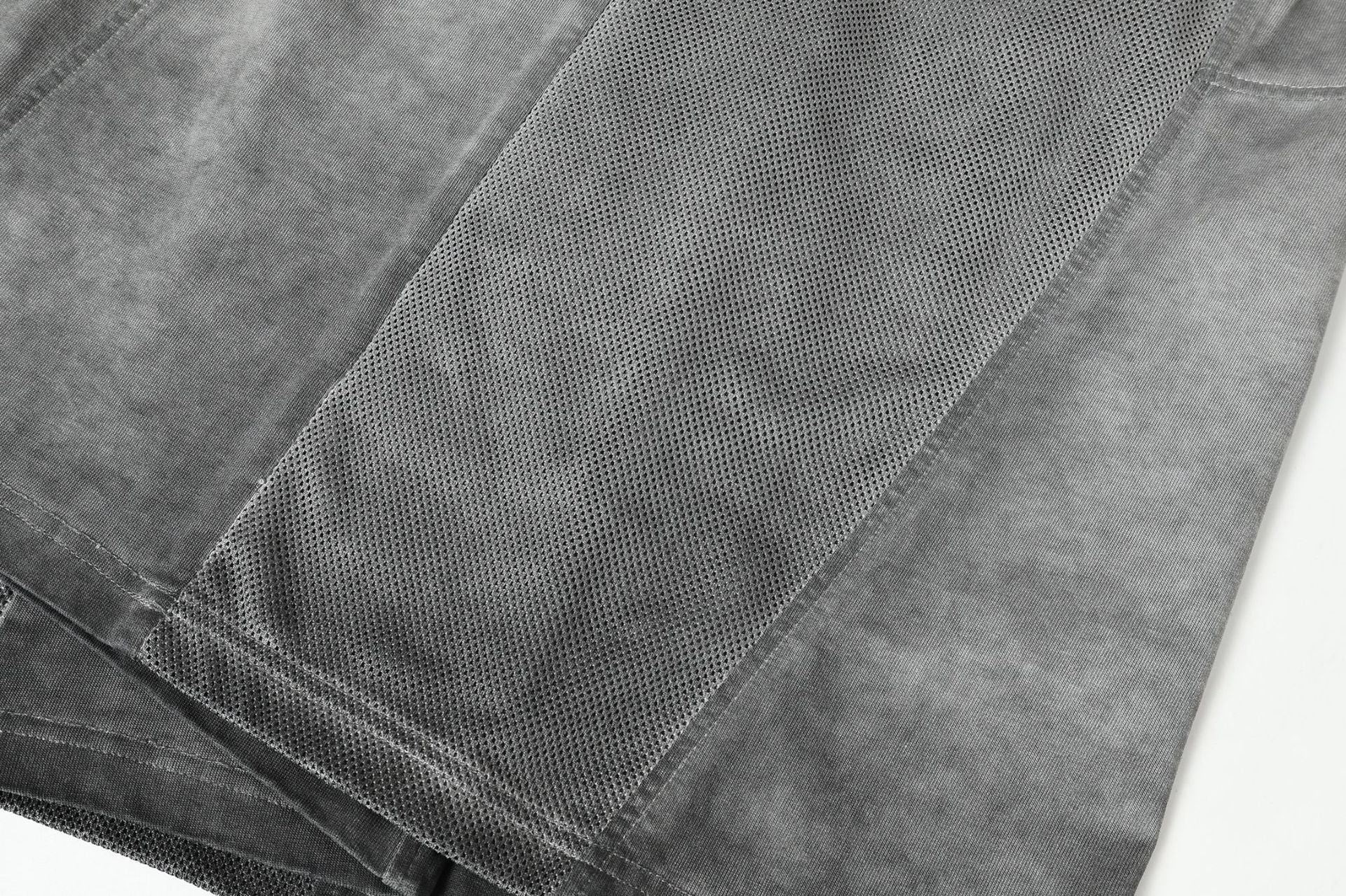 Washed Mesh Panel Short Sleeve T-Shirt