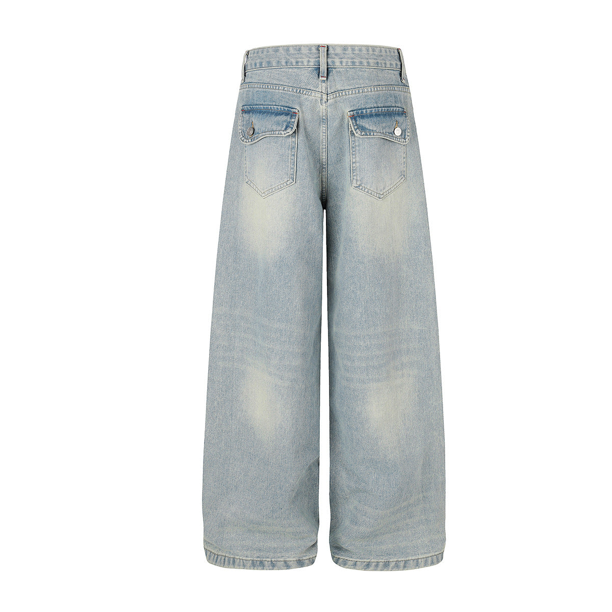 Washed Paint Studs Detail Wide Leg Denim Jeans