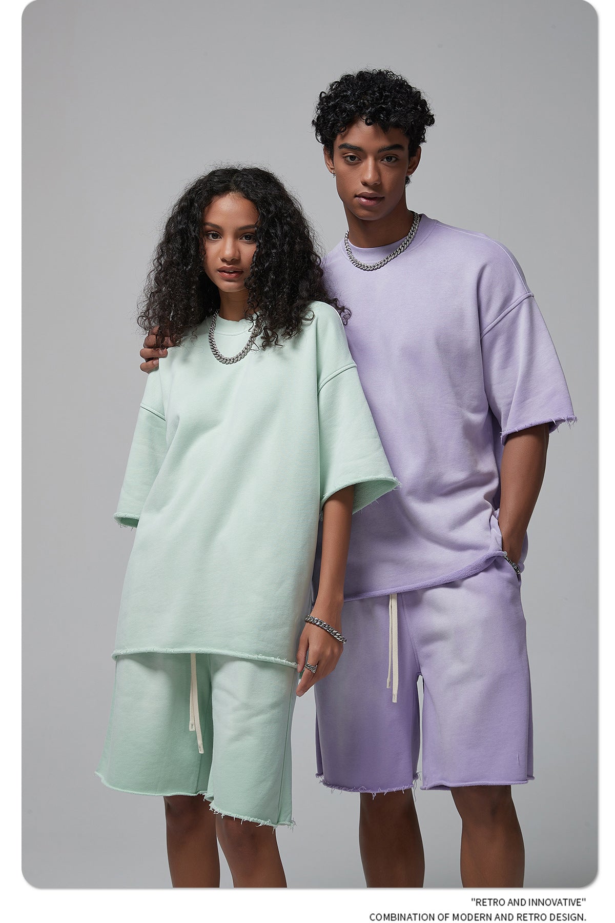Oversize Spray-dyed Short-sleeve T-shirt & Spray-dyed Short Sweatpants Setup