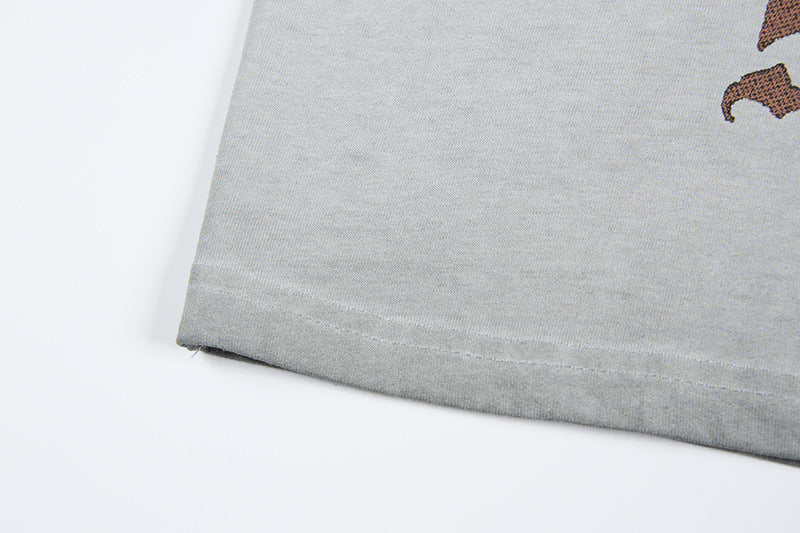 Washed Portrait Print Short Sleeve T-Shirt