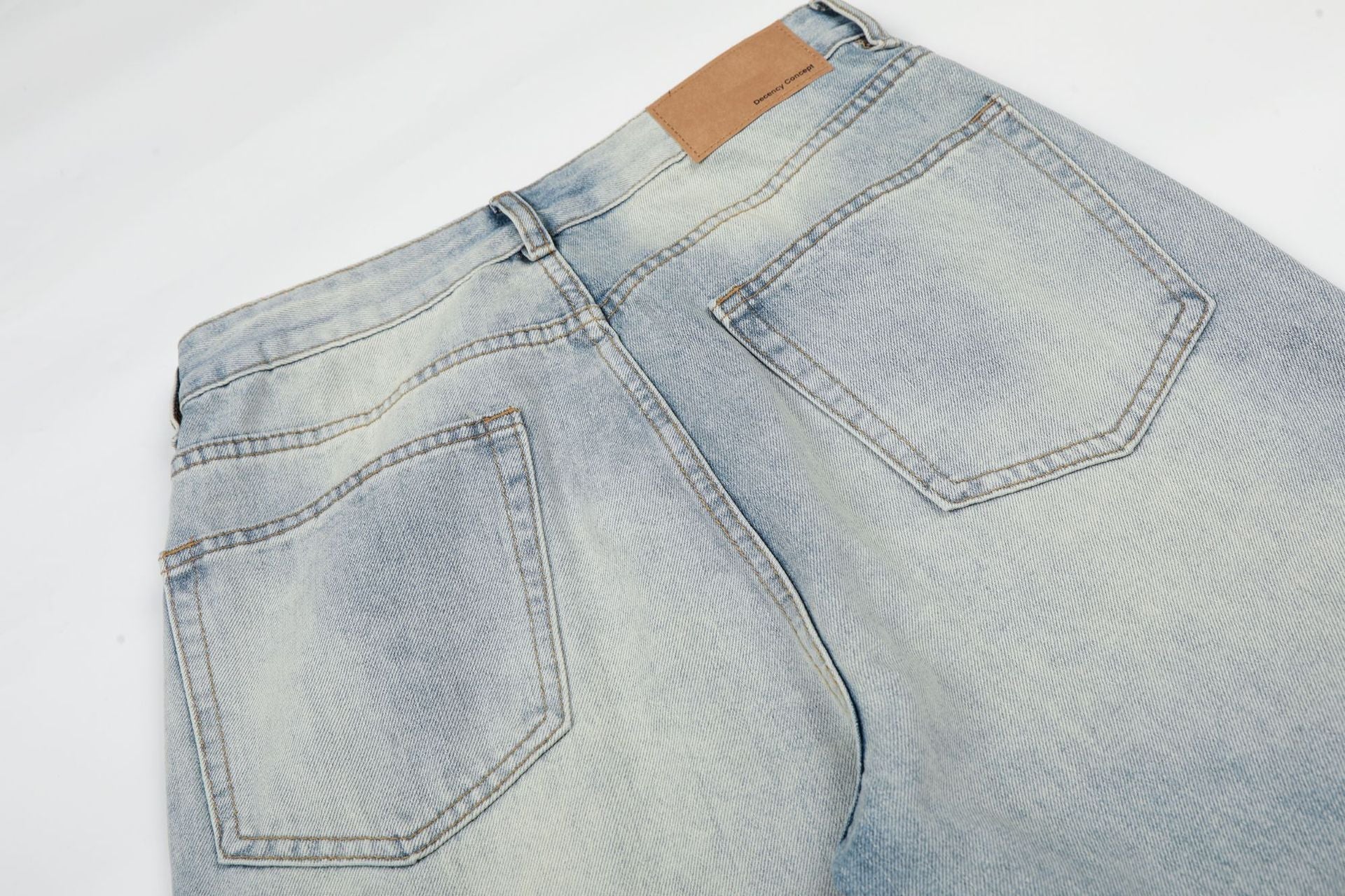 Washed Whisker Wide Leg Denim Jeans