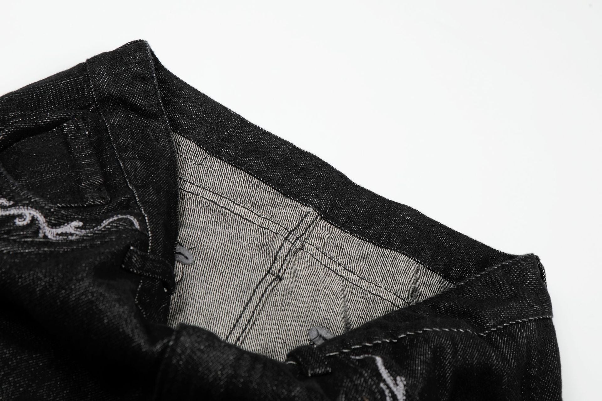 Washed Embroidery Flare Denim Jeans