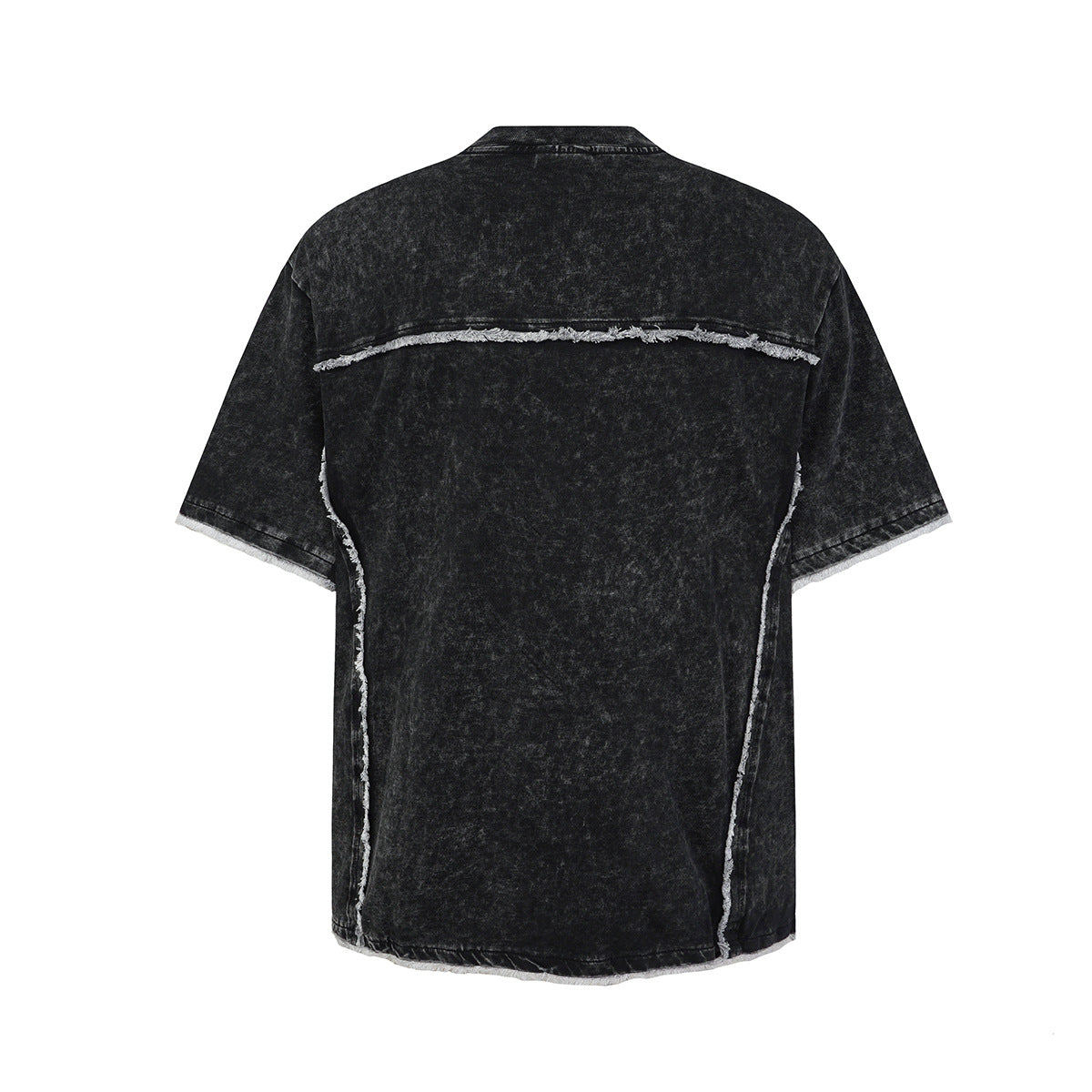 Acid Washed Raw-Edge Splice Short Sleeve T-Shirt