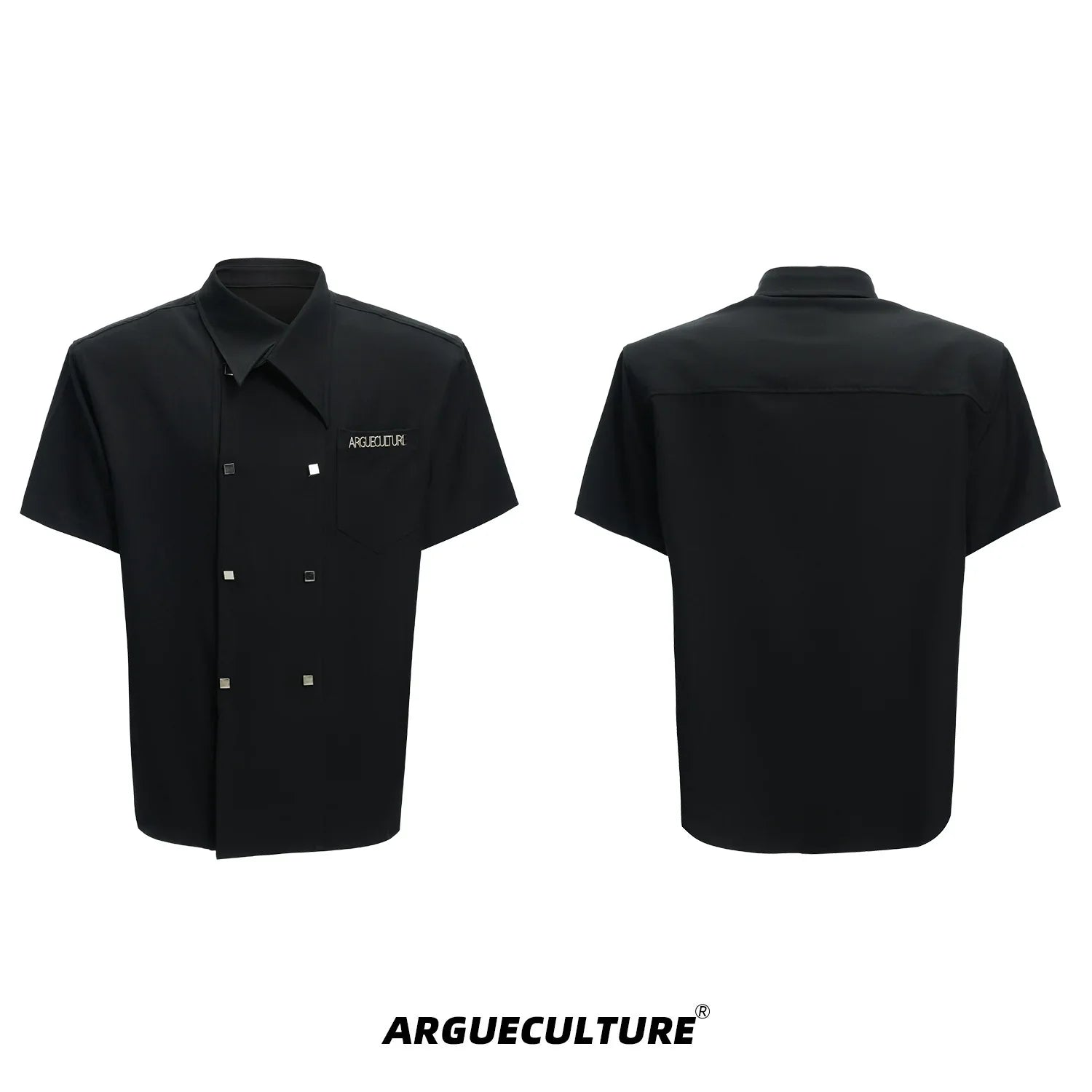 Double-Breasted Design Oversize Short Sleeve Shirt