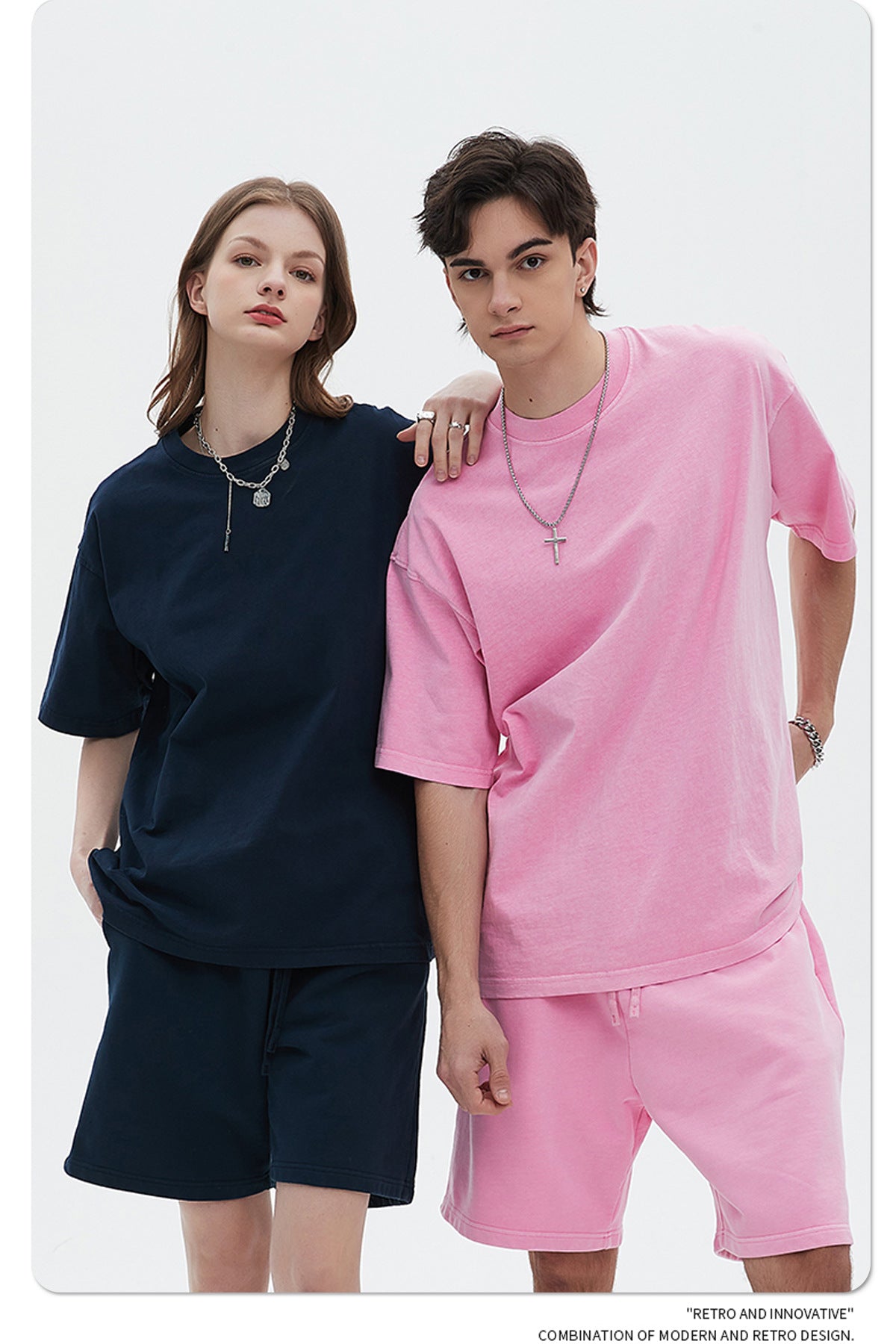 Oversize Washed Short-sleeve-T-shirt & Washed Short Sweatpants Setup