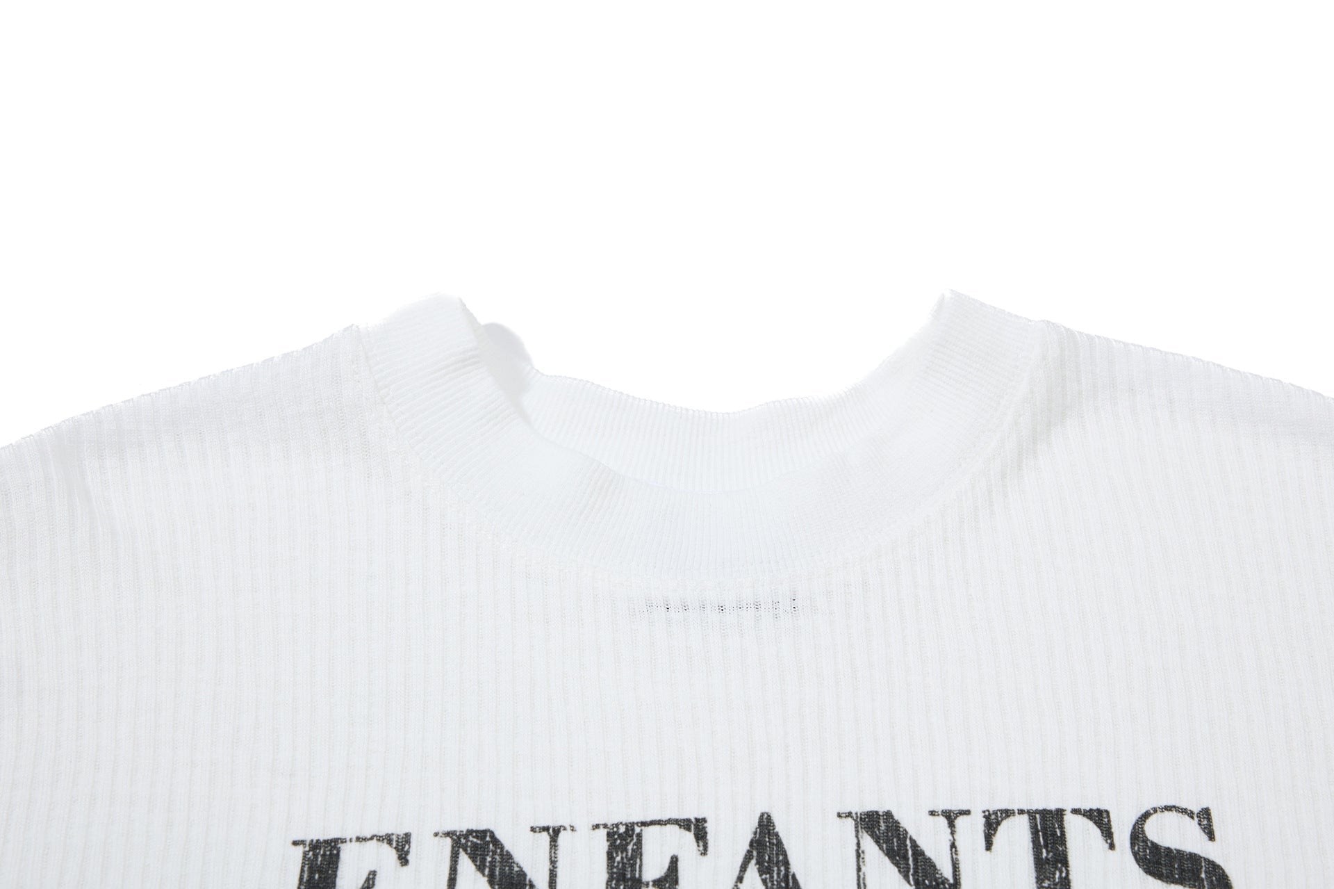 Ribbed Graphic Art Print Short Sleeve T-Shirt
