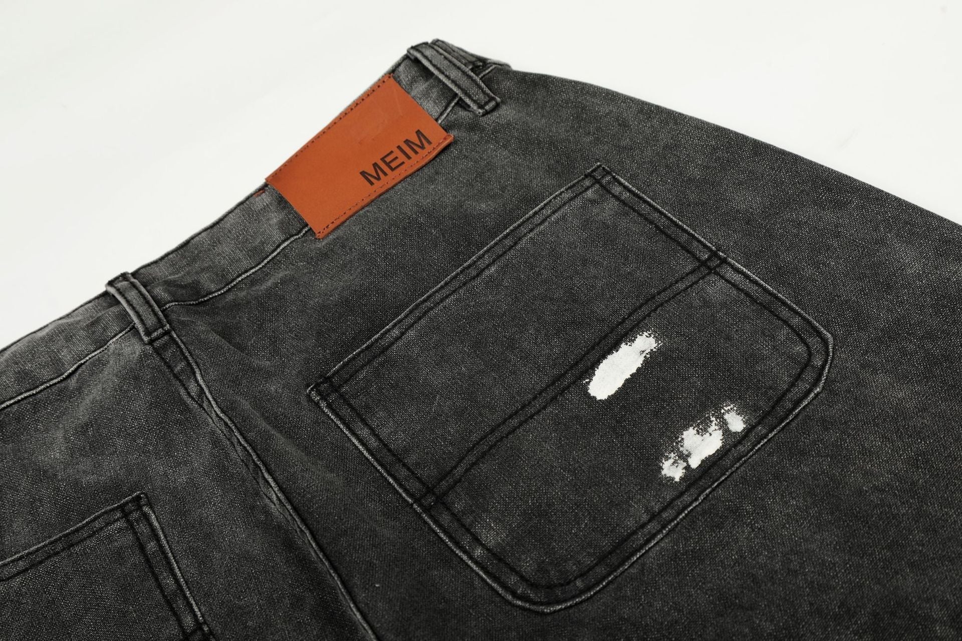 Washed Paint Straight Denim Jeans
