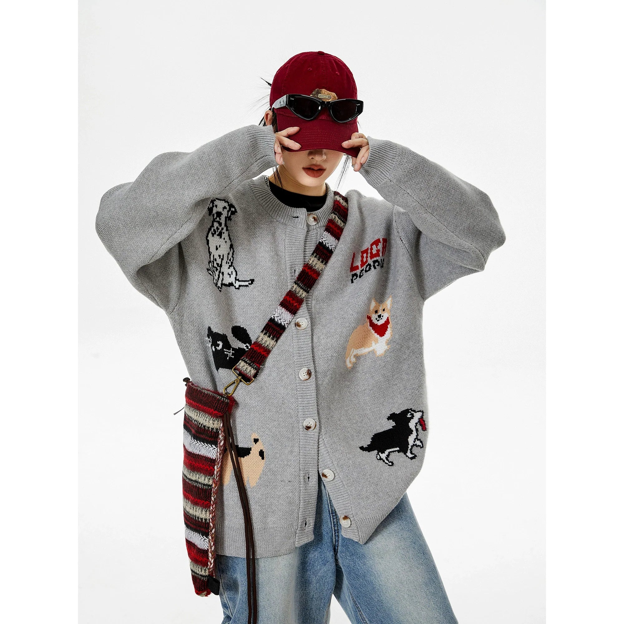 Holiday Printed Oversized Cardigan