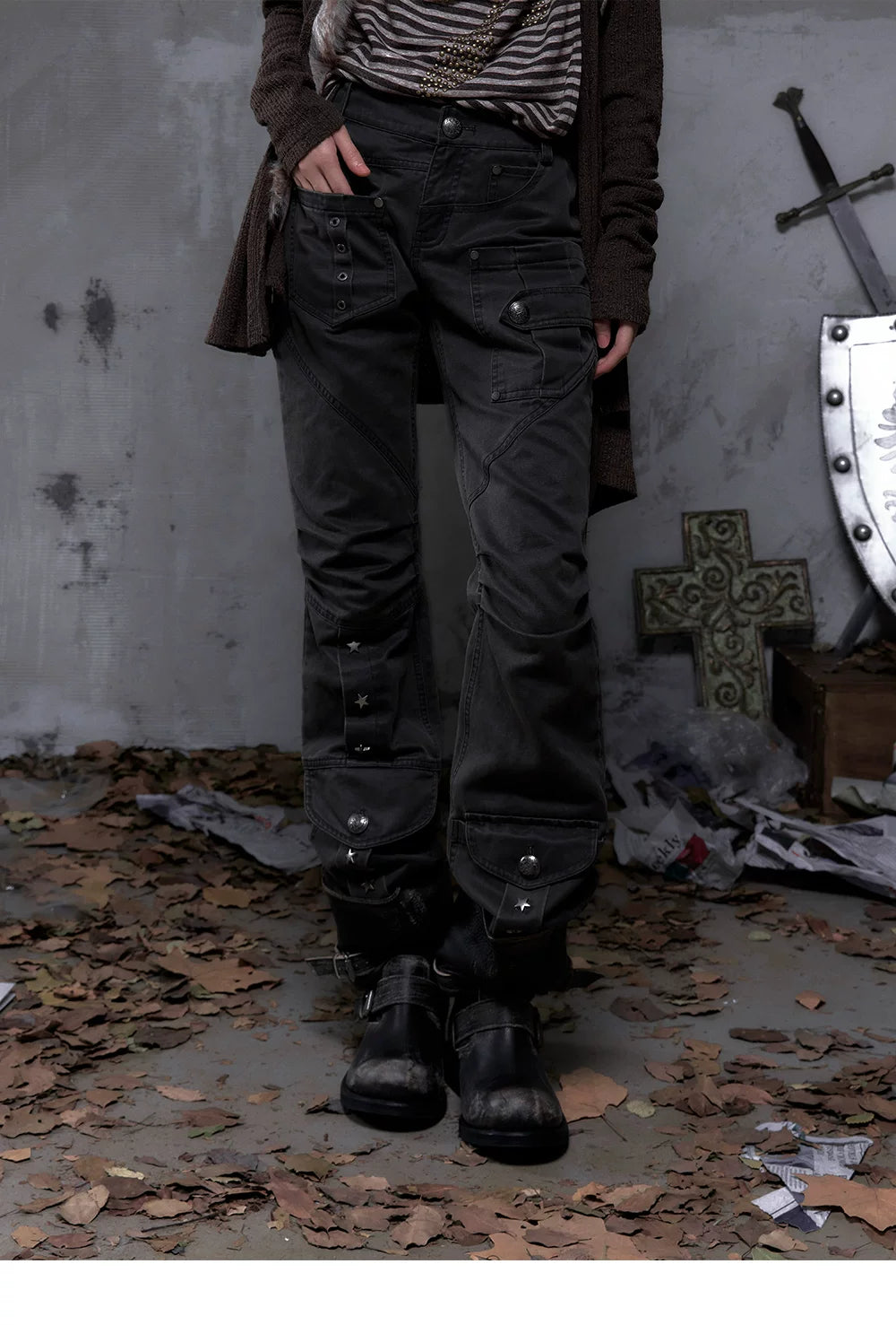 Wrinkle Washed Flare Suede Pants